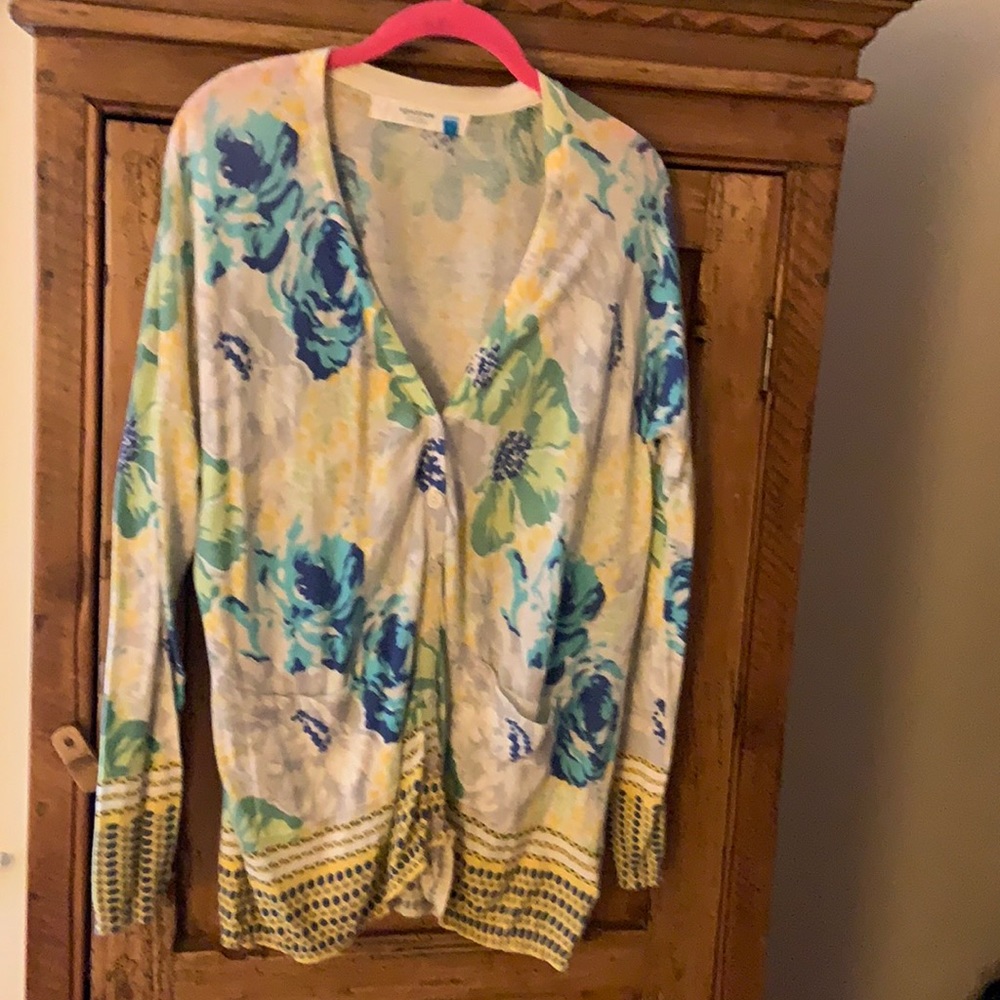 Button down sweater from Anthropology. Great color and pattern.